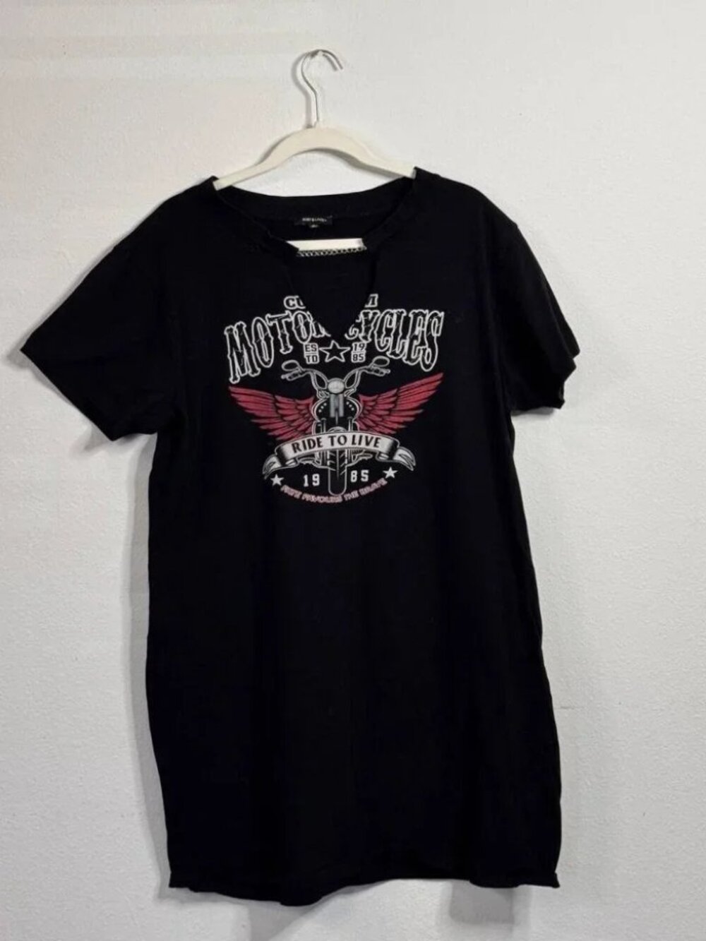 Ruby & Lace+ Black Graphic T-Shirt Dress “Ride to Live” Size 1X